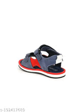 Blue leather and PVC open toe Velcro closure sandals for boys, ideal for casual wear and everyday use